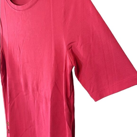 Chico’s Sz 0/Sm Solid Pink Side Button Detail Spandex Short Sleeve T-Shirt - Picture 3 of 6